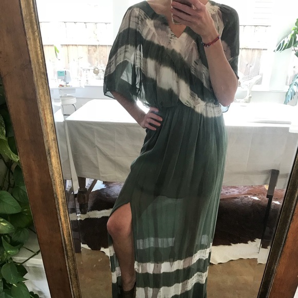 Gypsy 05 Green Tie-Died Long Dress - Picture 1 of 8